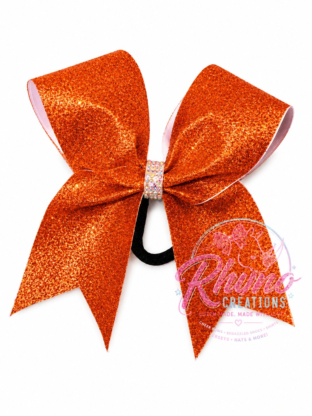 ๐งก Orange Glitter Stiff Cheer Bow ๐งก
