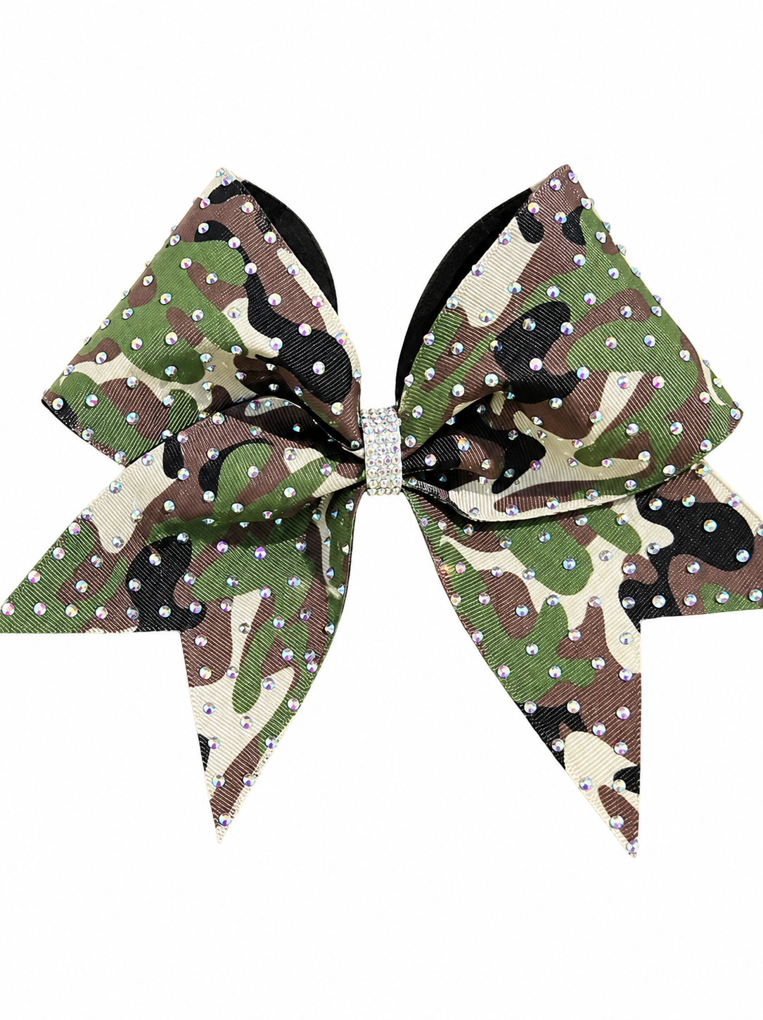 Rhinestoned Camouflage Cheer Bow